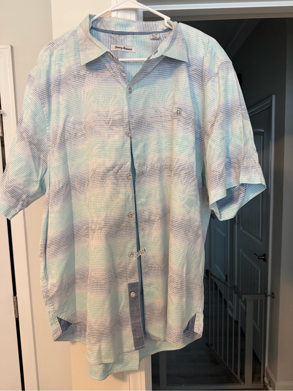 Tommy Bahama Light Blue & White Striped Short-Sleeve Button-Up
